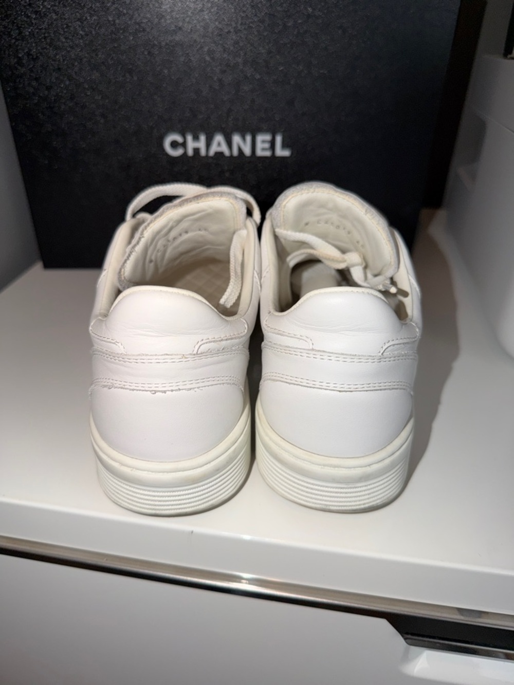 Chanel White Leather Sneakers - Picture 3 of 7